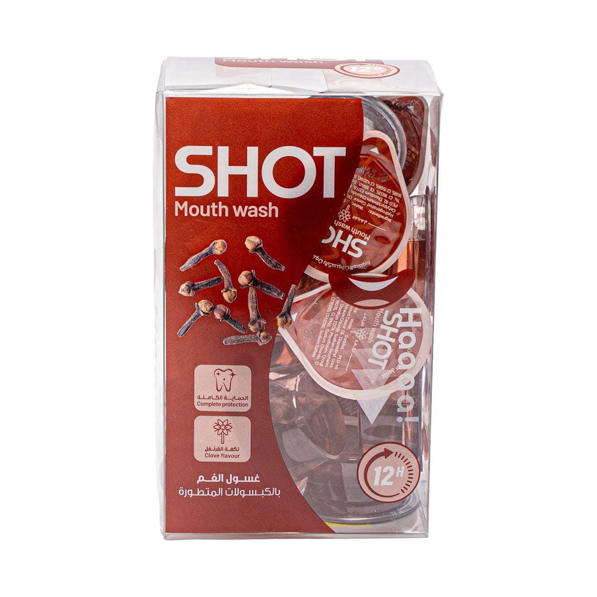 SHOT كبسولات غسول الفم بنكهة القرنفل - 20 كبسولة، 15 مل لكل كبسولة