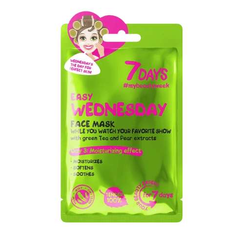 7days face mask easy wednesday while you watch your favorite show with green tea and pear 28 g