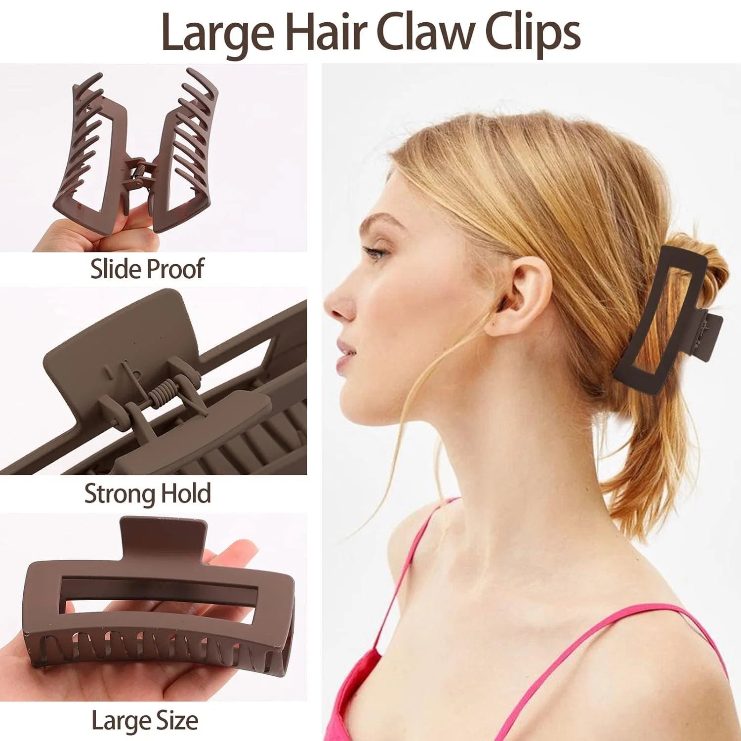 FUCHSIA LARGE HAIR CLAW CLIPS - BLACK & COFFEE