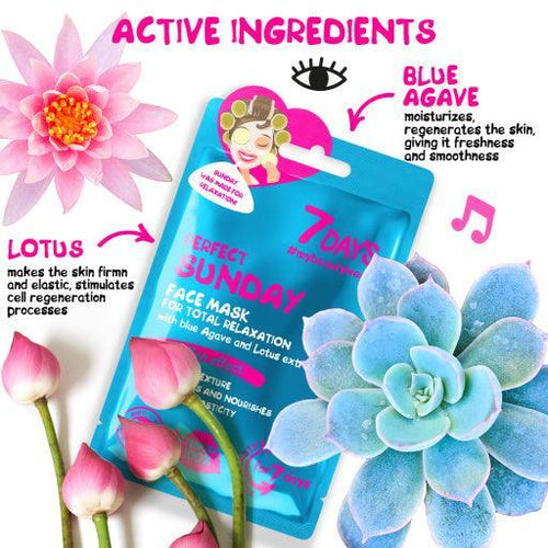 7days face mask perfect sunday for total relaxation with blue agave and lotus 28 g