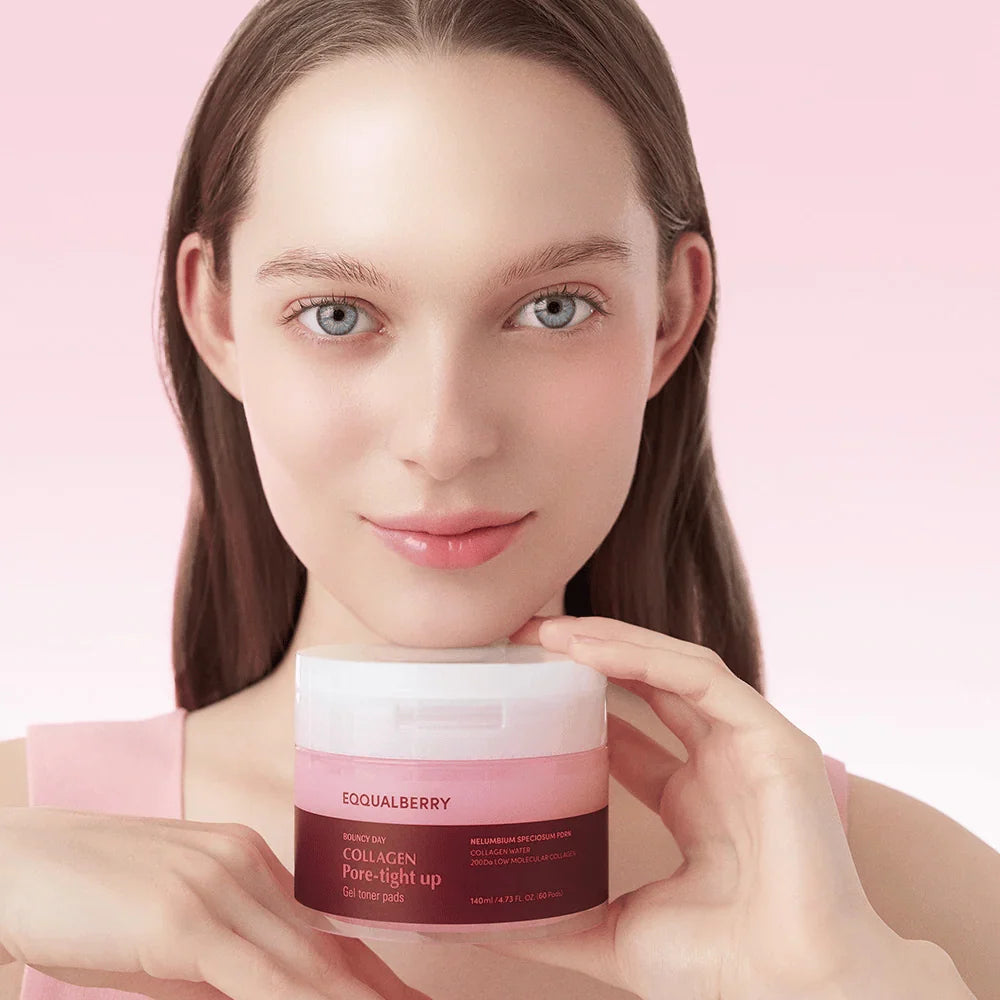 Eqqual Berry Collagen Pore Tight Up Gel Toner Pads 140 مل 60 قطعة
