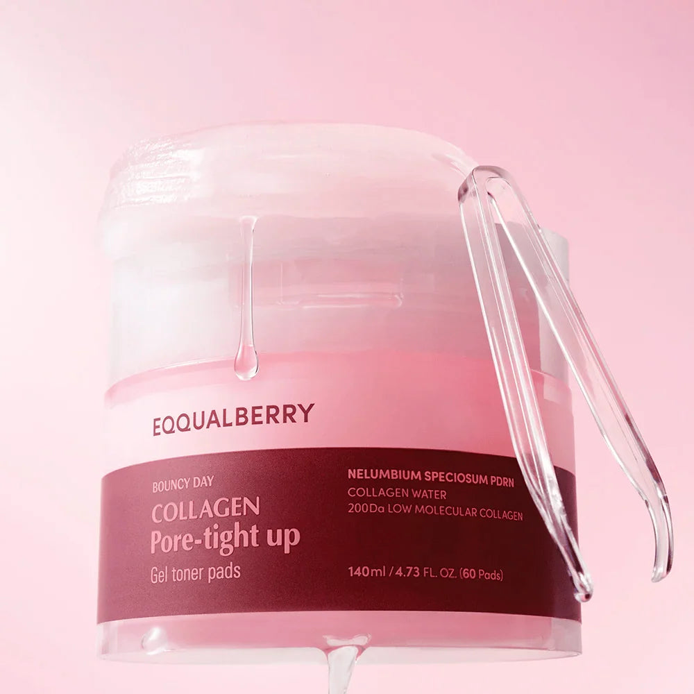 Eqqual Berry Collagen Pore Tight Up Gel Toner Pads 140 مل 60 قطعة