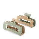 FUCHSIA LARGE HAIR CLAW CLIPS - GREEN & COFFEE