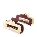 FUCHSIA LARGE HAIR CLAW CLIPS - BROWN & WHITE