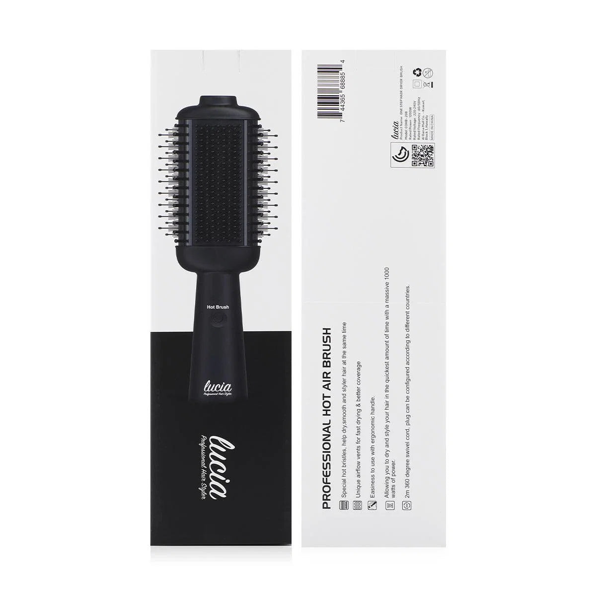 LUCIA 2 in 1 STYLING BRUSH - BLACK
