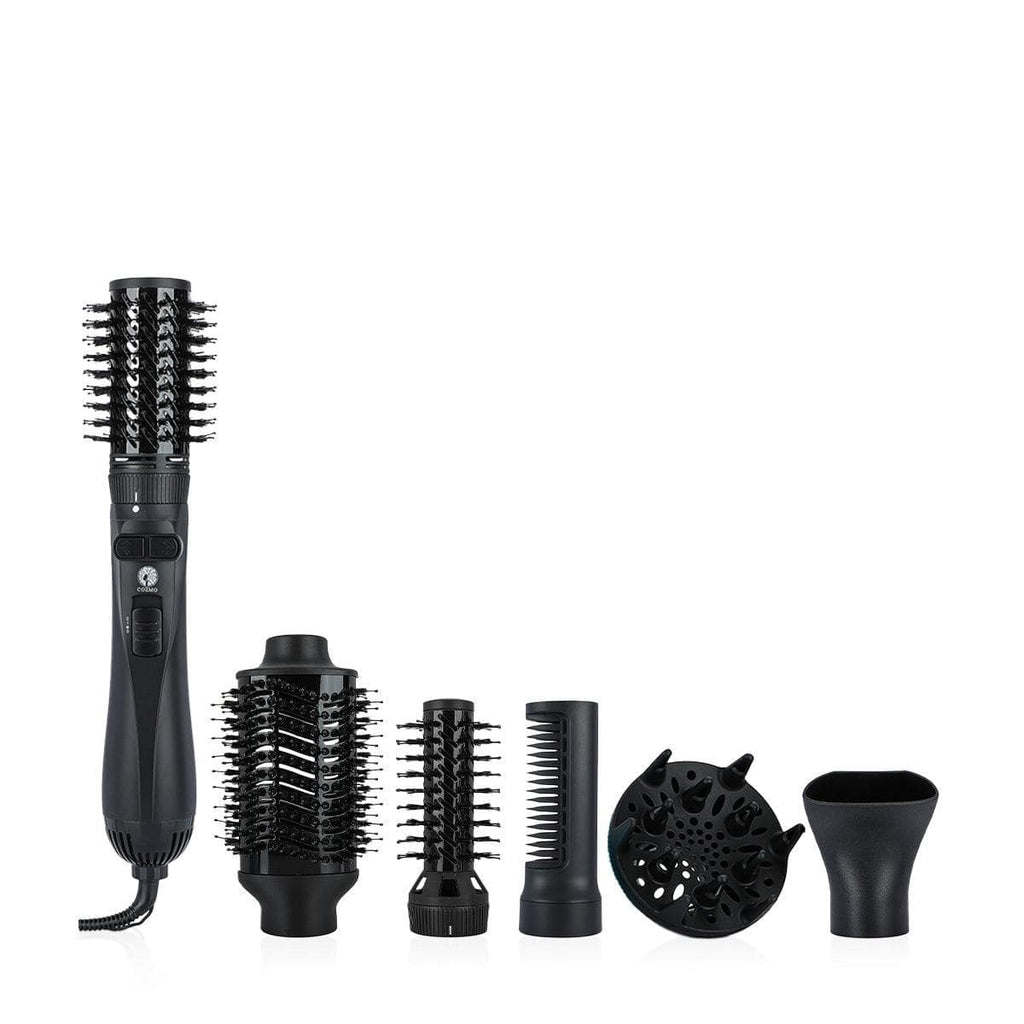 COZMO 6 IN 1 ROTATING HAIR STYLING BRUSH - FULL BLACK