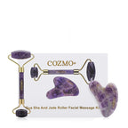 cozmo gua sha and jade roller facial massager kit purple