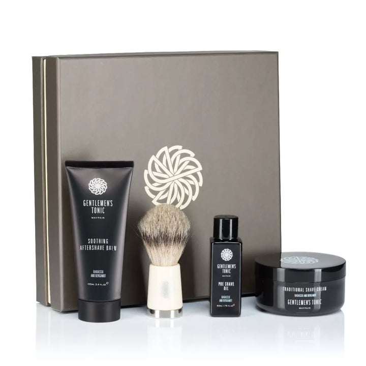 منتج مميز Gentlemens Tonic Grooming Babassu Bergamot Shave Gift Set (Pso +tsc +brush+sab - 50 مل - 125 جم