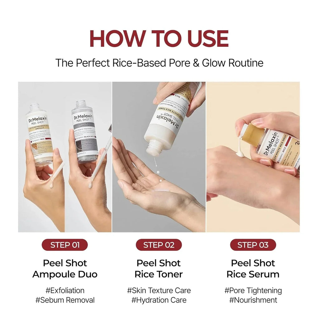 Dr.melaxin Peel Shot Glow White Rice Serum 3x 30 مل