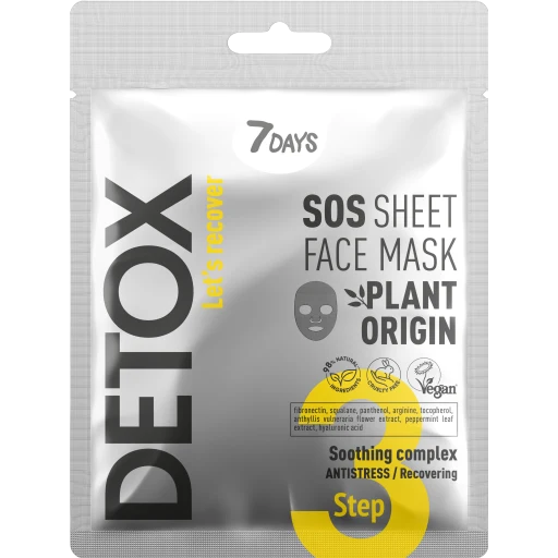 7days detox sos sheet face mask soothing complex 25 g
