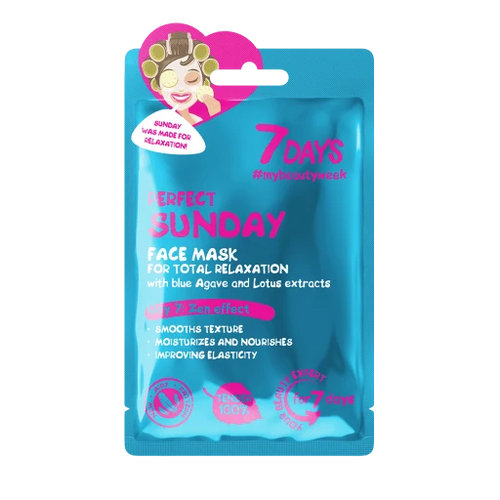 7days face mask perfect sunday for total relaxation with blue agave and lotus 28 g